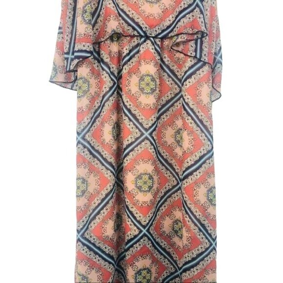 Charlotte Russe Women’s Maxi Dress Size Small Scarf Print Strappy Hippie Boho - Picture 7 of 12